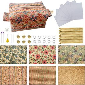 AOUXSEEM Sewing Kit for Beginners Learning to Start Small Pouch Zipper Bag Fabric Project, Coin Purses Pen Cases Making Kit DIY Crafts Supplies for Women Girls (Leopard,8 Set)