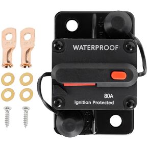 BlueStars 80Amp Circuit Breaker for Boats Cars Trolling Motors Marine Vehicles Winches ATV Electronic Battery System with Manual Reset, Water Proof, 12V-48V DC