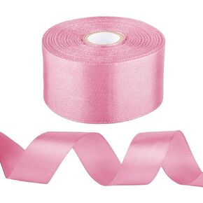 1-1/2 inch Pink Ribbon for Gift Wrapping, Satin Fabric Ribbon for Crafts, Christmas Tree, Valentines, Bows Bouquet, Floral, Hair Birthday Decoration 25 Yards