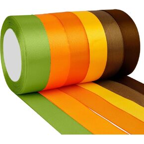 Ribbon 6 Rolls 150 Yards 1 Inch Ribbon for Gift Wrapping Pastel Color Ribbon Pink Blue Green Purple Gold Satin Ribbon for Flower Bouquet, Ribbons for Crafts Bow Invitation Card Party Wedding Decor