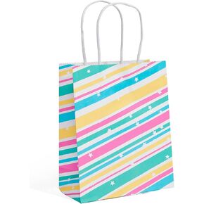 PAICUIKE 30 Pcs Christmas Gift Bags Kraft Paper Bags with Handles Bulk, Xmas Bags for Merry Christmas Party Decorations, Party Favors, Goodie, Candy Bags (7X3.7X9 inch