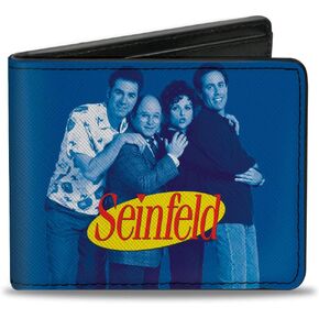 Buckle-Down Seinfeld Wallet, Bifold, Seinfeld Group Pose A Show About Nothing Quote Blues Yellow, Vegan Leather