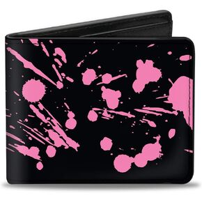Buckle-Down Men's Wallet, Bifold, Splatter Black Pink, Vegan Leather, Multi, 4.0" x 3.5"