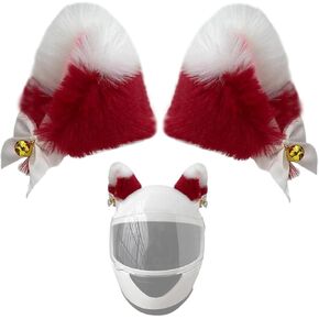 2 Pieces Cat Ears Helmet Decoration with Gold Bell Plush Helmet Ears Helmet Horns Ski Motorcycle Helmet Accessories