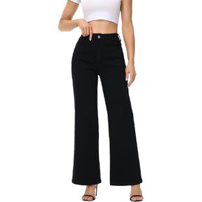 Women’s Wide Leg Jeans Casual Baggy High Waisted Stretch Denim Pants