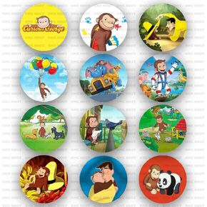 Curious George Pinback Buttons Set of 12