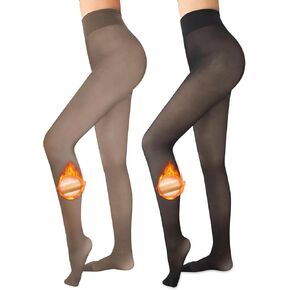 Ibeauti Womens Fleece Lined Tights Sheer Warm Fake Translucent Thermal Pantyhose