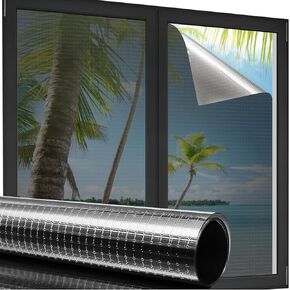 Beautysaid One Way Privacy Window Film See Out Not in Sun Blocking Home Window Tint Reflective Mirror Sun Blocker Anti UV Static Cling Window Covering for House(Tool,17.5 x 78.7 in)