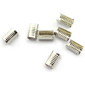 NX Garden Leather Rope Clip 200PCS 9x14mm Silver Round Fastener Crimping Cord String Leather Rope Clip Foldable for DIY Necklace Jewelry Making