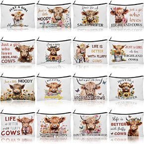 16 Pcs Canvas Cosmetic Bag Bulk Inspirational Quotes Makeup Bags with Zipper Encouragement Travel Toiletry Pouch Appreciation Gift for Christmas Women Girls Teacher Birthday Graduation Gift (Flower)