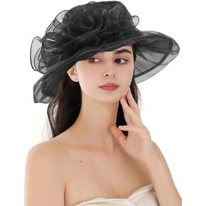 Women's Kentucky Derby Church Dress Hat Wide Brim Leaf Flower Bridal Shower Hat