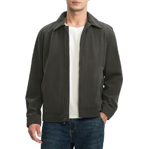 Rdruko Men's Corduroy Jacket Windbreaker Lightweight Casual Stylish Full Zip Bomber Jackets with Zipper Pockets