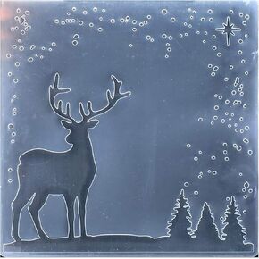 Kwan Crafts Merry Christmas Snowfall Deer Tree Star Plastic Embossing Folders for Card Making Scrapbooking and Other Paper Crafts, 15x15cm