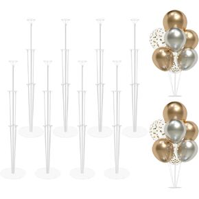 Balloon Stand 8 Set Balloon Sticks with Base Balloon Stands, Balloon Arch Stand for Birthday Decorations, Balloon Arch Kit for Table Balloon Holders for Party Decorations New Year Halloween Wedding