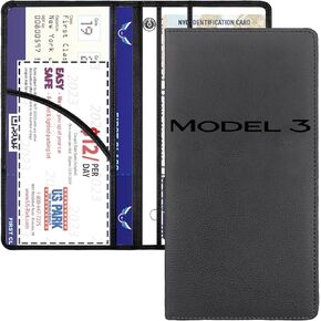Car Registration and Insurance Holder for Tesla Model Y 3 X S,Premium PU Leather,Tesla Glove Box Organizer with Magnetic Card,Tesla Model Y Model 3 Accessories 2024 2023 2022 2021 2020 (Y)