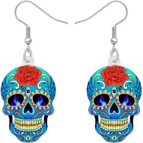 Bonsny Acrylic Drop Dangle Novelty Halloween Skeleton Skull Earrings Punk Jewelry For Women Party Favors Gift