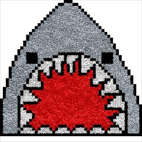 Special Shape Latch Hook Kits Rug for Kids Shark Printed Canvas DIY Handmade Carpet Crochet Yarn Embroidery Needlework Hook Latch Kit Rug Cover Christmas Home Decoration 30x30cm