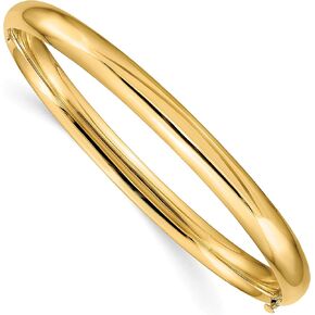IceCarats 14K Solid Yellow Gold 6.35mm Oversize Hinged Bangle Bracelet