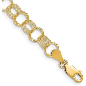 Avariah 14k Yellow Gold Solid Triple Link Charm Bracelet Chain Anklet Bracelet - 7" 8"