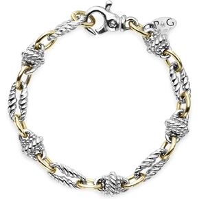18k Yellow Gold And Sterling Silver Oval Link Bracelet, 7.5"