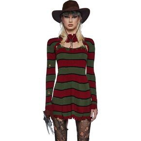 Dolls Kill Striped Slasher Costume - Scary Freddy Street Outfit by Trickz N' Treatz