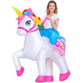 KOOY Halloween Costumes for Women 2024, Inflatable Unicorn Costume Adult Blow Up Ride On Unicorn Costume Funny Halloween Costumes Party, Christmas