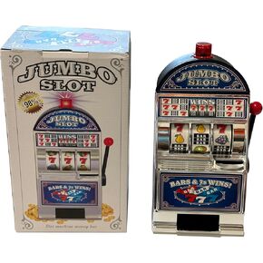 777 Silver Slot Machine Casino Toy Piggy Bank Replica with Flashing Lights and Jackpot Alert Sounds