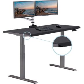 Vari ComfortEdge Electric Height Adjustable Standing Desk - 60x30 Varidesk Sit-Stand Desk for Home Office, Sloped Ergonomic Front Edge, Stable T-Style Legs, Easy Assembly - Black - 2 Packages