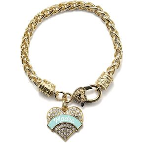 Inspired Silver - Gold Pave Heart Charm Bracelet with Cubic Zirconia Jewelry