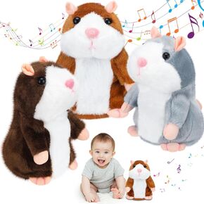 3 Pcs Talking Hamster Repeats What You Say Interactive Stuffed Plush Animal Talking Toy Hamster Toys for Kids Talking Hamster Mouse Toys for Birthday Gifts Boys Girls Early Learning