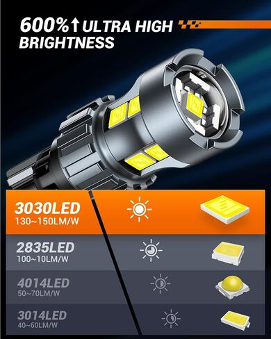 SEALIGHT 921 912 لمبات LED احتياطية للضوء العكسي، W16W 906 904 902 922 لمبات إضاءة LED مع استبدال جهاز العرض للضوء الخلفي 6000k أبيض، حزمة من 2 in Kuwait