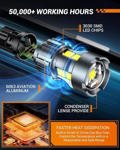 SEALIGHT 921 912 لمبات LED احتياطية للضوء العكسي، W16W 906 904 902 922 لمبات إضاءة LED مع استبدال جهاز العرض للضوء الخلفي 6000k أبيض، حزمة من 2 in Kuwait