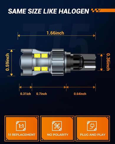 SEALIGHT 921 912 لمبات LED احتياطية للضوء العكسي، W16W 906 904 902 922 لمبات إضاءة LED مع استبدال جهاز العرض للضوء الخلفي 6000k أبيض، حزمة من 2 in Kuwait