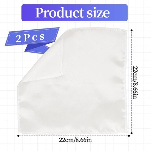 Pocket Squares for Men, 2 Pcs Soft White Handkerchief Suit Pocket Square Classic Solid Hankies, 8.7"x 8.7" in Saudi Arabia