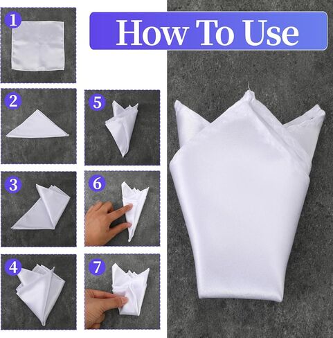 Pocket Squares for Men, 2 Pcs Soft White Handkerchief Suit Pocket Square Classic Solid Hankies, 8.7"x 8.7" in Saudi Arabia