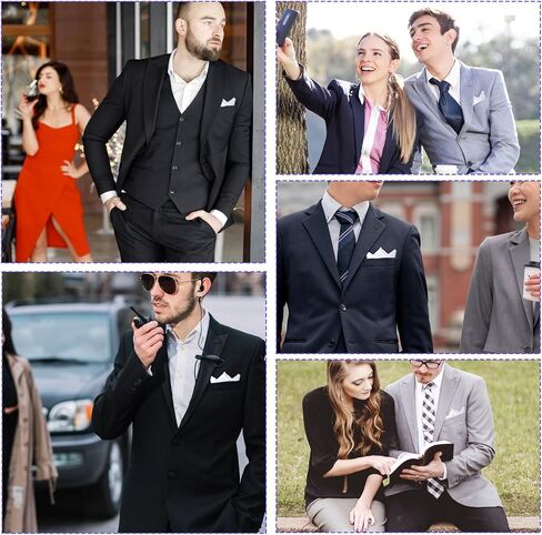 Pocket Squares for Men, 2 Pcs Soft White Handkerchief Suit Pocket Square Classic Solid Hankies, 8.7"x 8.7" in Saudi Arabia