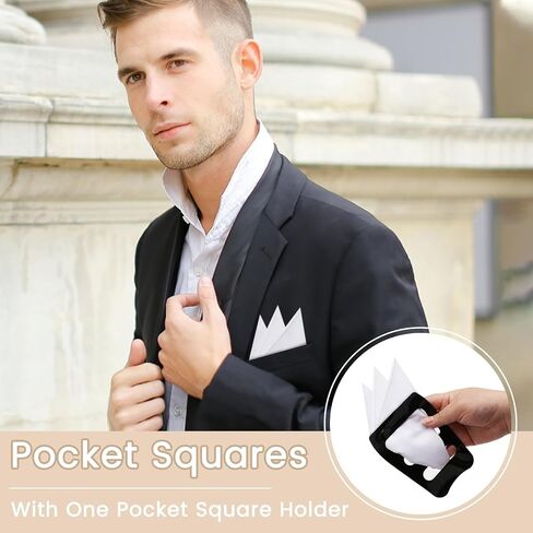 Mens Handkerchiefs with Pocket Square Holder, Cotton Handkerchiefs for Men with Color Border(4 Colors) in Kuwait