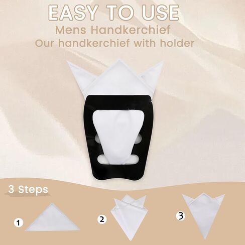 Mens Handkerchiefs with Pocket Square Holder, Cotton Handkerchiefs for Men with Color Border(4 Colors) in Kuwait