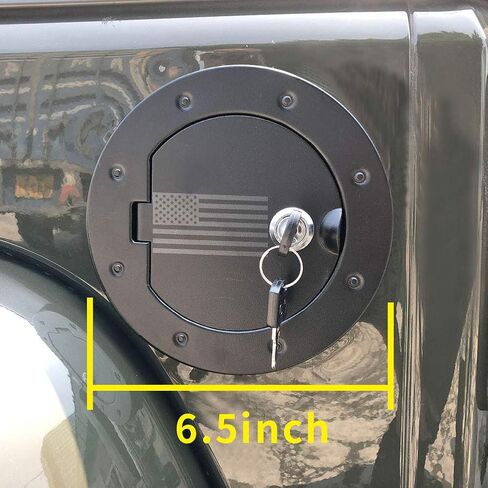 BESTAOO Aluminium Fuel Filler Door Cover for 2007-2017 Jeep Wrangler JK & Unlimited Sport Rubicon Sahara, Locking Gas Tank Cap Cover for 5th Wheel Toy Hauler Fuel Station - Star in Saudi Arabia