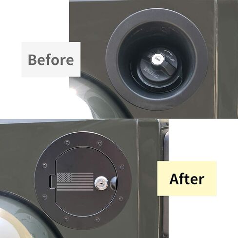 BESTAOO Aluminium Fuel Filler Door Cover for 2007-2017 Jeep Wrangler JK & Unlimited Sport Rubicon Sahara, Locking Gas Tank Cap Cover for 5th Wheel Toy Hauler Fuel Station - Star in Saudi Arabia