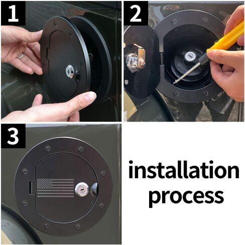 BESTAOO Aluminium Fuel Filler Door Cover for 2007-2017 Jeep Wrangler JK & Unlimited Sport Rubicon Sahara, Locking Gas Tank Cap Cover for 5th Wheel Toy Hauler Fuel Station - Star in Saudi Arabia