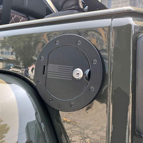 BESTAOO Aluminium Fuel Filler Door Cover for 2007-2017 Jeep Wrangler JK & Unlimited Sport Rubicon Sahara, Locking Gas Tank Cap Cover for 5th Wheel Toy Hauler Fuel Station - Star in Saudi Arabia