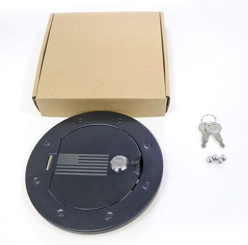 BESTAOO Aluminium Fuel Filler Door Cover for 2007-2017 Jeep Wrangler JK & Unlimited Sport Rubicon Sahara, Locking Gas Tank Cap Cover for 5th Wheel Toy Hauler Fuel Station - Star in Saudi Arabia