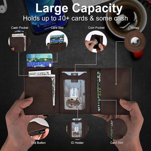 محفظة Airtag: محفظة رجالية بجيب أمامي بسيط لعلامة Apple Air Tag، حجب RFID، محفظة رفيعة مع حامل بطاقة ائتمان منبثق، سعة 10-14 بطاقة (لا تتضمن بطاقة Airtag) in Saudi Arabia