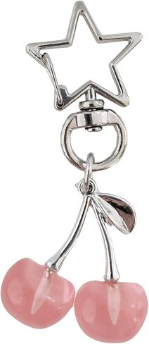 Cute Cherry Keychain Bag Charms Star Keyring Sweet Aesthetic Y2K Accessory Kawaii Purse for Car Keys Women Girls in Saudi Arabia