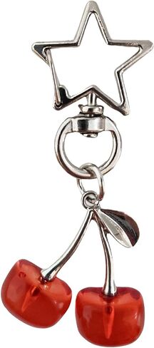 Cute Cherry Keychain Bag Charms Star Keyring Sweet Aesthetic Y2K Accessory Kawaii Purse for Car Keys Women Girls in Saudi Arabia