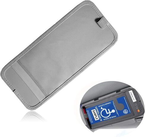 Handicap Placard Holder for Car, 13.8"×5.9" Transparent Parking Placard Pocket for Sun Visor, Parking Permit Protector with Pen Holder & Elastic Strap, Car Accessories (Gray) in Kuwait