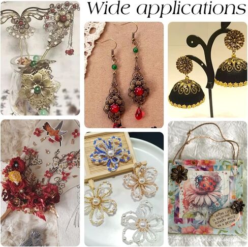 PH PandaHall 200pcs 10 Styles Flower Bead Caps, Large Flower End Cap Brass Multi-Petal Bead Cap Bails End Charm Caps Spacer Beads Jewelry Holder for Earring Bracelet Necklace Craft, Antique Bronze in Saudi Arabia