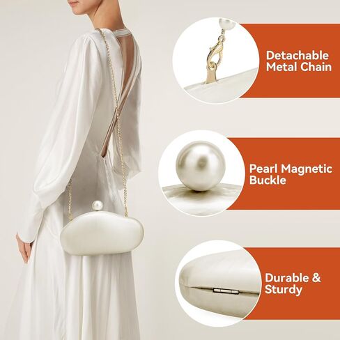 YYW Acrylic Evening Clutch Purses for Women Shell Marble Handbag Shoulder Bag with Pearl for Wedding Party Prom in Kuwait