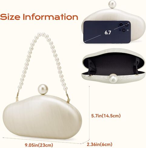 YYW Acrylic Evening Clutch Purses for Women Shell Marble Handbag Shoulder Bag with Pearl for Wedding Party Prom in Kuwait